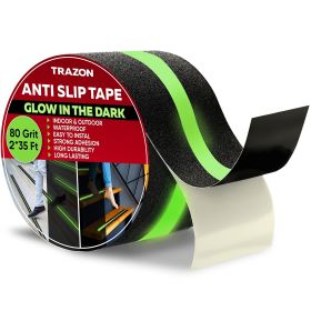 Grip Tape Glow in Dark Stripe Heavy Duty Anti Slip Tape for Stairs Outdoor Indoor Waterproof 2 Inch x 35 Feet Non Skid Roll Stair Steps Traction