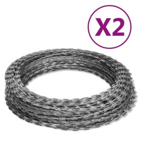 Razor Wires Helical Wire Rolls 2 pcs Galvanized Steel 196.9'