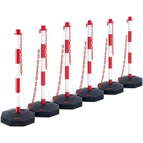 VEVOR Adjustable Traffic Delineator Post Cones, 6 Pack, Traffic Safety Delineator Barrier with Fillable Base 6.6FT Chain