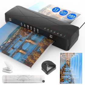 13Inch Laminator Machine Hot And Cold Mode A4 Personal Thermal Laminator With ABS Function 60S Warm-Up Time 30Mins Auto-Off for Home Office Schoo