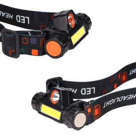 FMUSER Rechargeable Headlamp;  Lightweight LED USB Fast Charging Head lamp with1200 mAh Battery;  800 Lumens IPX4 Headlamps Flashlight for Runnin (Black: 2 PACK)