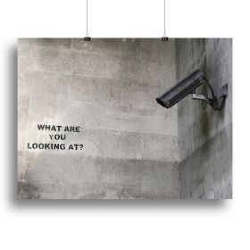 Banksy CCTV What Are You Looking at Canvas Print or Poster (Type: Standard Framed Canvas Print, size: 16" x 12" / 42cm x 30cm (approx))
